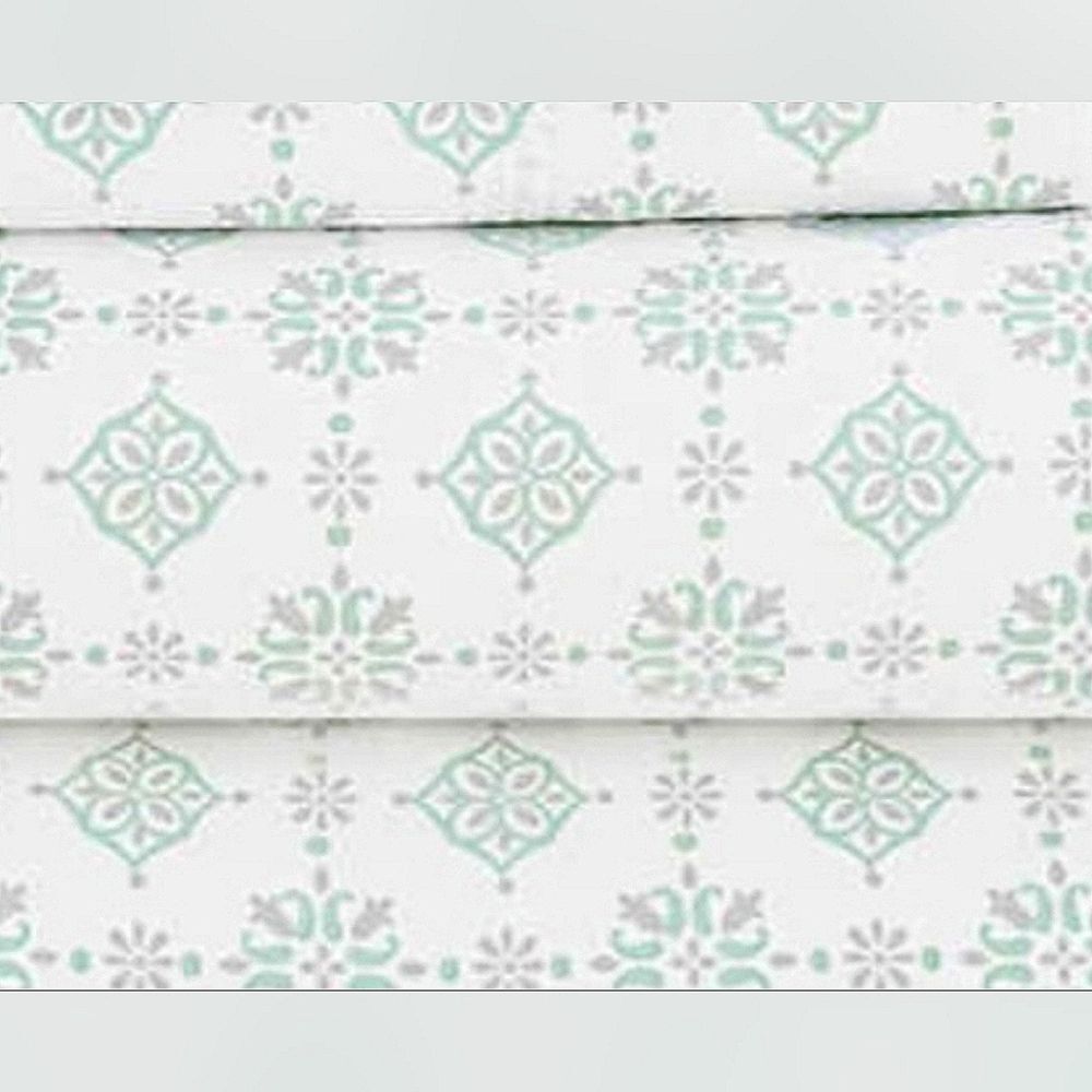 Welhome Cotton Rich Sateen 320TC Ditsy Medallion 4pc Sheet Set Deep Fit, Queen - Picture 3 of 8